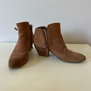 Frye Brown Ankle Boots with Stacked Heel